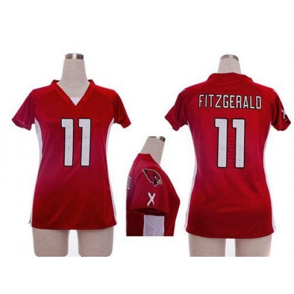 Women's Cardinals #11 Larry Fitzgerald Red Team Color Draft Him Name Number Top Stitched NFL Elite Jersey