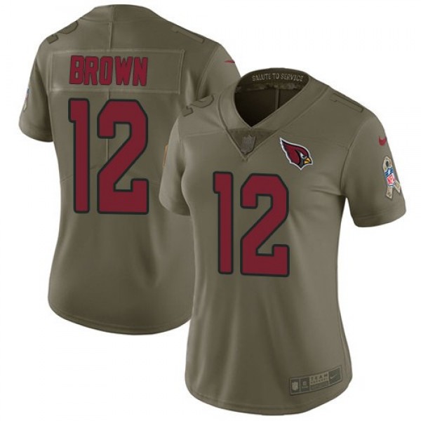 Women's Cardinals #12 John Brown Olive Stitched NFL Limited 2017 Salute to Service Jersey