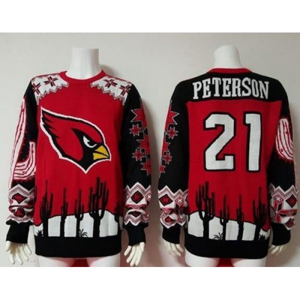 Nike Cardinals #21 Patrick Peterson Red/Black Men's Ugly Sweater