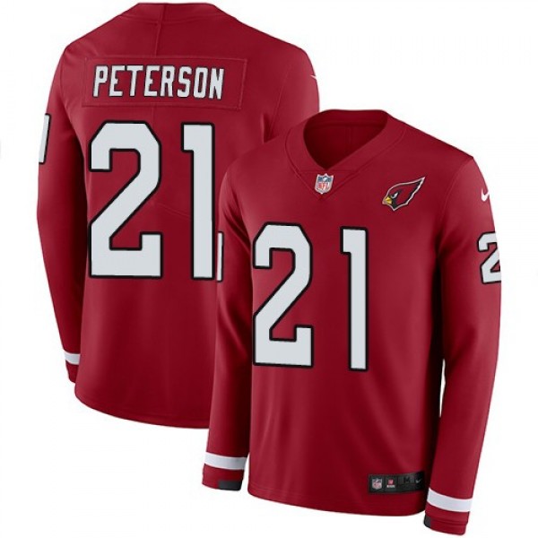 Nike Cardinals #21 Patrick Peterson Red Team Color Men's Stitched NFL Limited Therma Long Sleeve Jersey