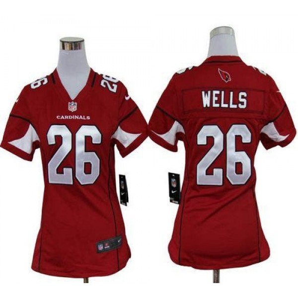 Women's Cardinals #26 Chris Wells Red Team Color Stitched NFL Elite Jersey