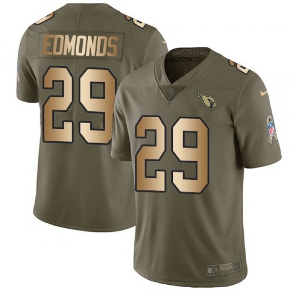 Nike Cardinals #29 Chase Edmonds Olive/Gold Men's Stitched NFL Limited 2017 Salute to Service Jersey