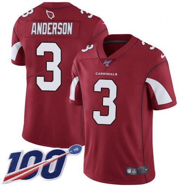 Nike Cardinals #3 Drew Anderson Red Team Color Men's Stitched NFL 100th Season Vapor Limited Jersey