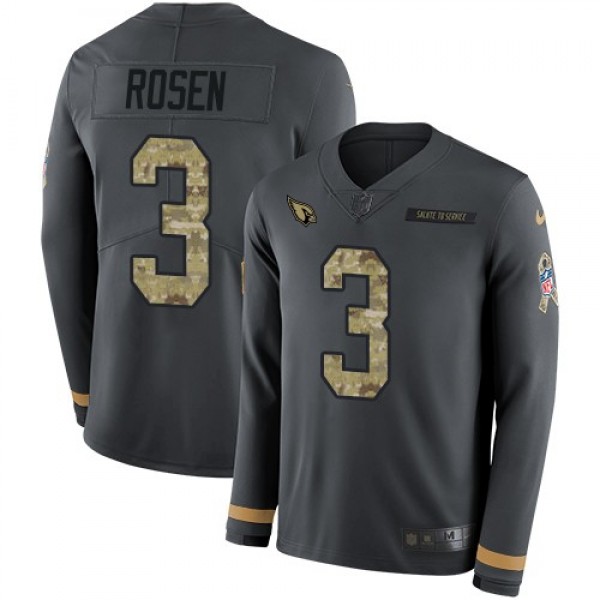 Nike Cardinals #3 Josh Rosen Anthracite Salute to Service Men's Stitched NFL Limited Therma Long Sleeve Jersey
