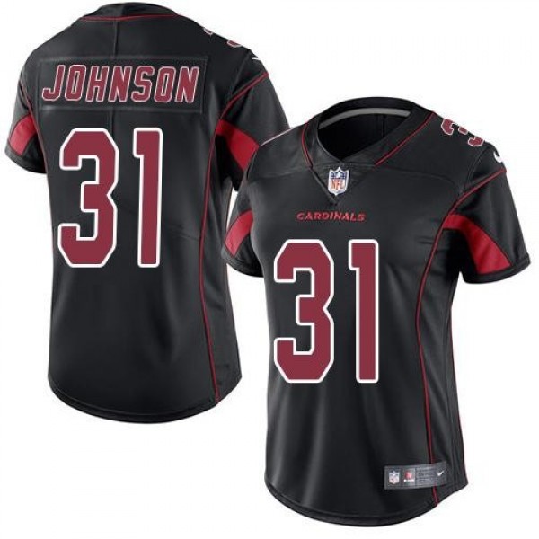 Women's Cardinals #31 David Johnson Black Stitched NFL Limited Rush Jersey