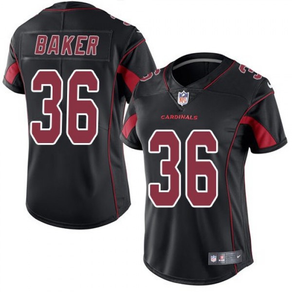 Women's Cardinals #36 Budda Baker Black Stitched NFL Limited Rush Jersey