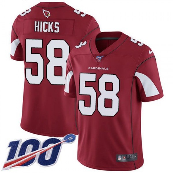 Nike Cardinals #58 Jordan Hicks Red Team Color Men's Stitched NFL 100th Season Vapor Limited Jersey