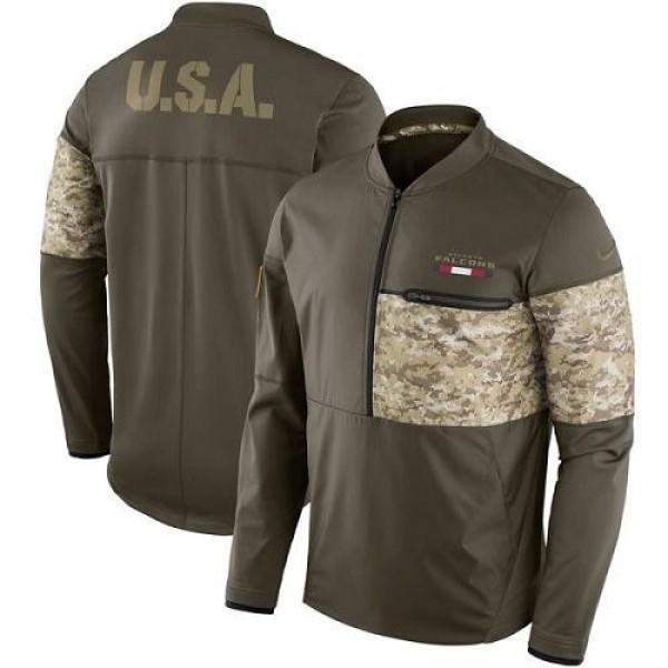 Men's Atlanta Falcons Nike Olive Salute to Service Sideline Hybrid Half-Zip Pullover Jacket