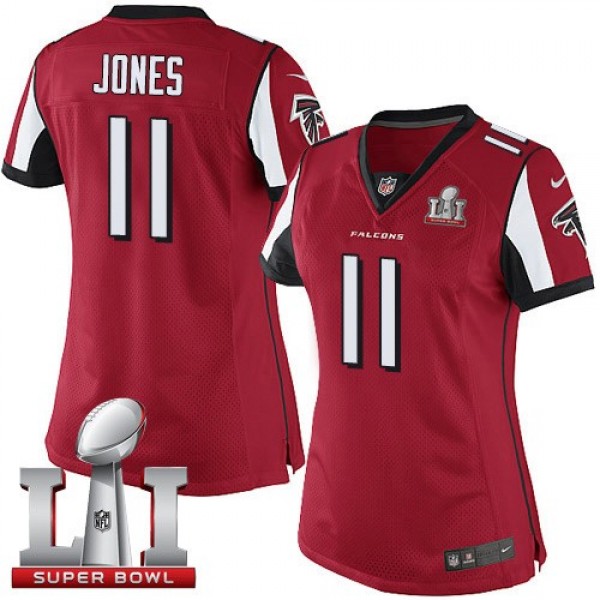 Women's Falcons #11 Julio Jones Red Team Color Super Bowl LI 51 Stitched NFL Limited Jersey