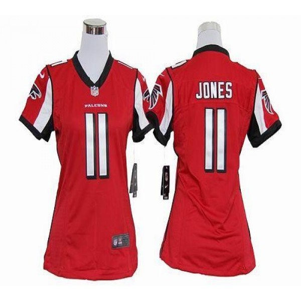 Women's Falcons #11 Julio Jones Red Team Color Stitched NFL Elite Jersey