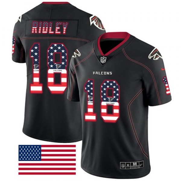 Nike Falcons #18 Calvin Ridley Black Men's Stitched NFL Limited Rush USA Flag Jersey