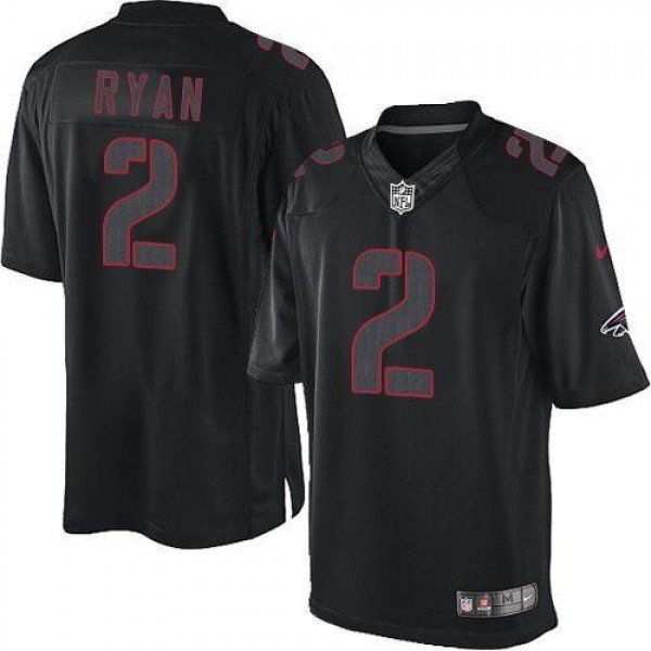 Nike Falcons #2 Matt Ryan Black Men's Stitched NFL Impact Limited Jersey