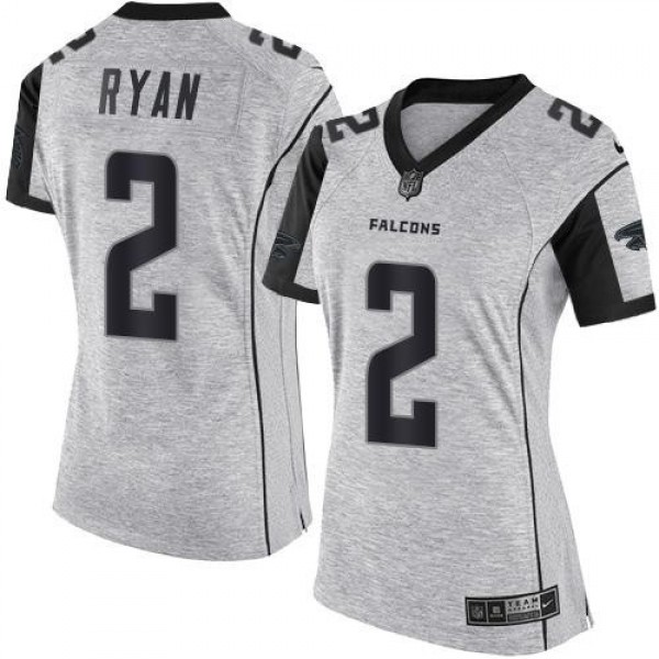 Women's Falcons #2 Matt Ryan Gray Stitched NFL Limited Gridiron Gray II Jersey
