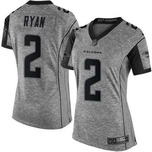 Women's Falcons #2 Matt Ryan Gray Stitched NFL Limited Gridiron Gray Jersey
