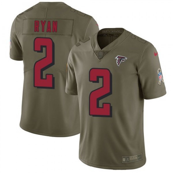 Nike Falcons #2 Matt Ryan Olive Men's Stitched NFL Limited 2017 Salute To Service Jersey