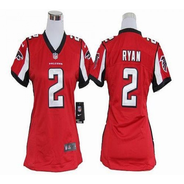 Women's Falcons #2 Matt Ryan Red Team Color Stitched NFL Elite Jersey