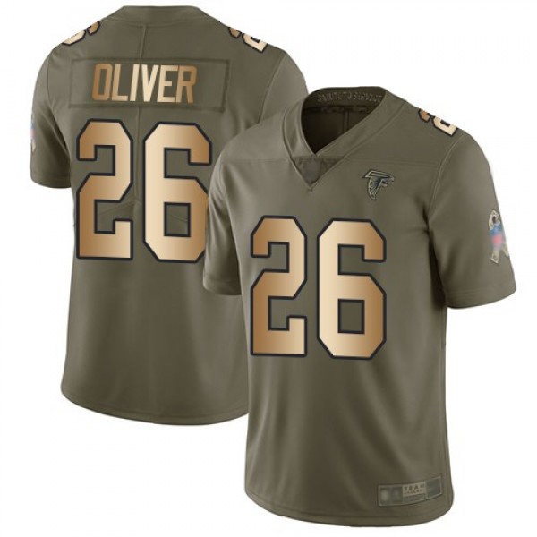 Nike Falcons #20 Isaiah Oliver Olive/Gold Men's Stitched NFL Limited 2017 Salute To Service Jersey