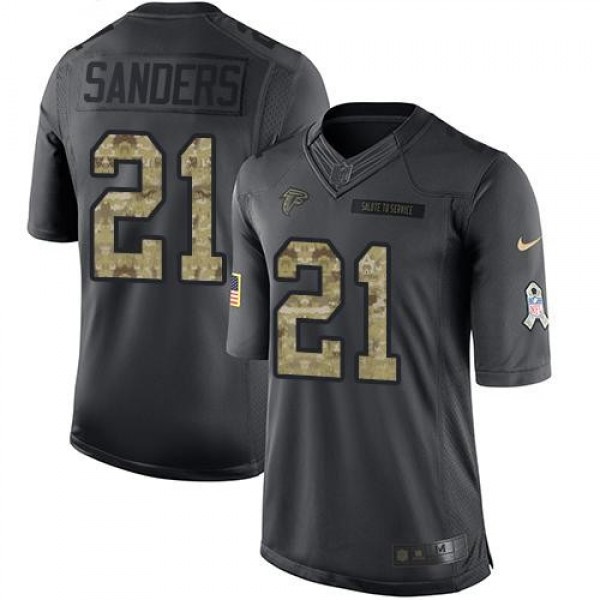 Nike Falcons #21 Deion Sanders Black Men's Stitched NFL Limited 2016 Salute To Service Jersey