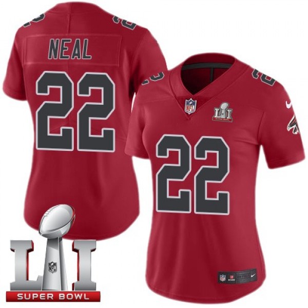Women's Falcons #22 Keanu Neal Red Super Bowl LI 51 Stitched NFL Limited Rush Jersey