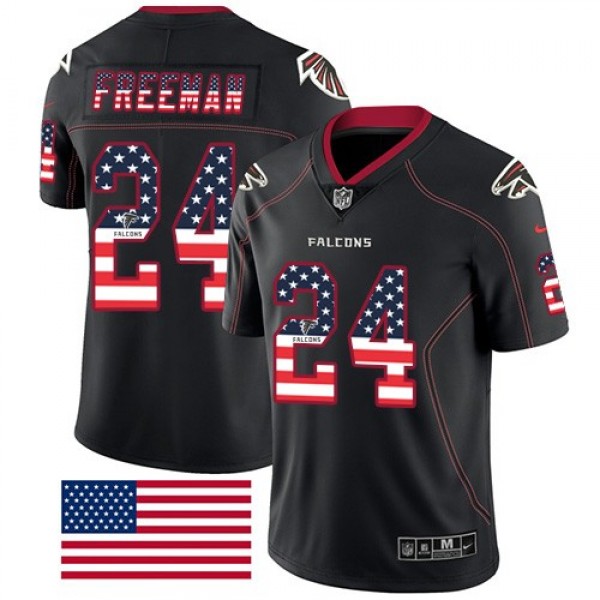 Nike Falcons #24 Devonta Freeman Black Men's Stitched NFL Limited Rush USA Flag Jersey