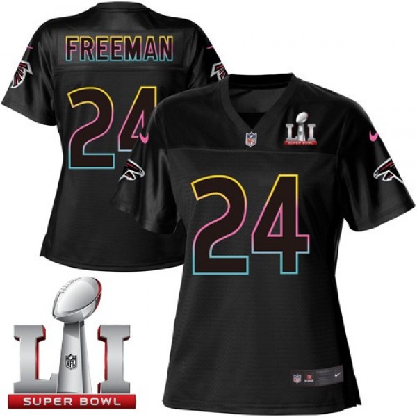 Women's Falcons #24 Devonta Freeman Black Super Bowl LI 51 NFL Game Jersey