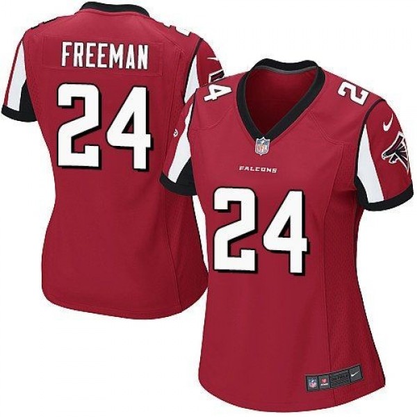 Women's Falcons #24 Devonta Freeman Red Team Color Stitched NFL Elite Jersey