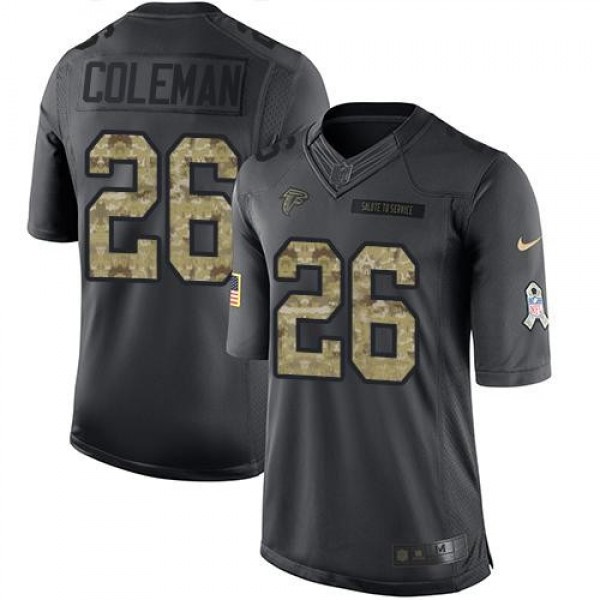 Nike Falcons #26 Tevin Coleman Black Men's Stitched NFL Limited 2016 Salute To Service Jersey