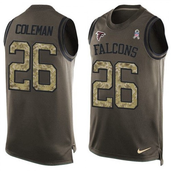 Nike Falcons #26 Tevin Coleman Green Men's Stitched NFL Limited Salute To Service Tank Top Jersey