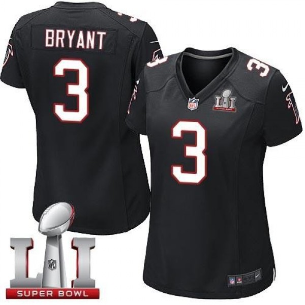 Women's Falcons #3 Matt Bryant Black Alternate Super Bowl LI 51 Stitched NFL Elite Jersey