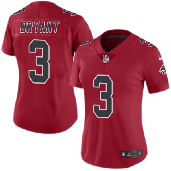 Women's Falcons #3 Matt Bryant Red Stitched NFL Limited Rush Jersey