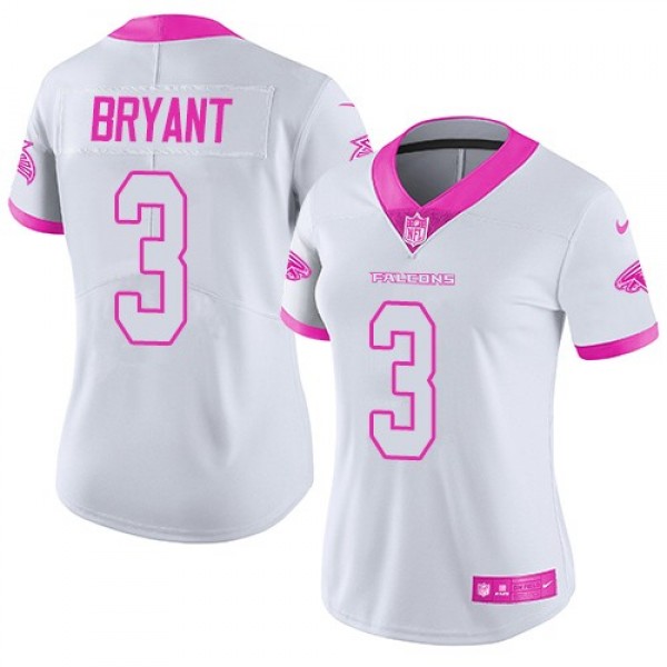 Women's Falcons #3 Matt Bryant White Pink Stitched NFL Limited Rush Jersey