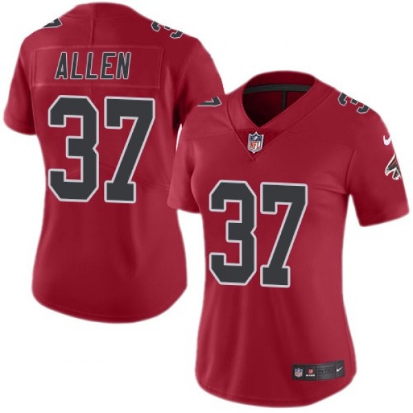 Women's Falcons #37 Ricardo Allen Red Stitched NFL Limited Rush Jersey