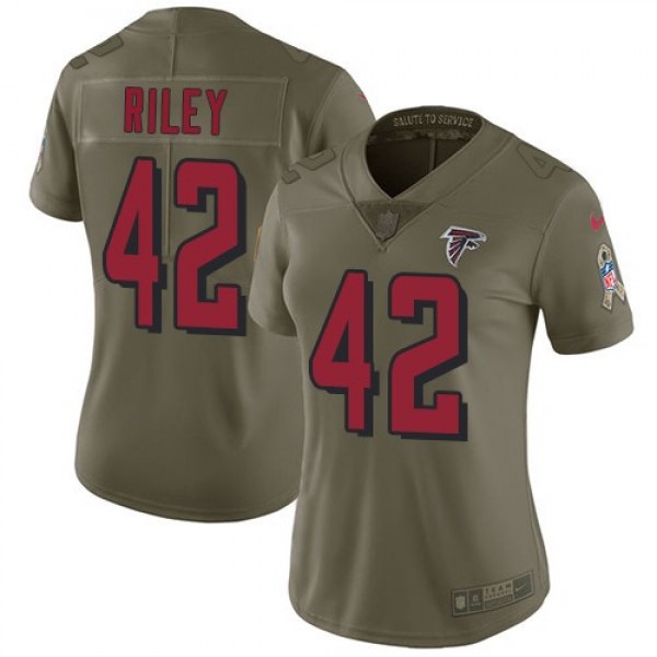 Women's Falcons #42 Duke Riley Olive Stitched NFL Limited 2017 Salute to Service Jersey