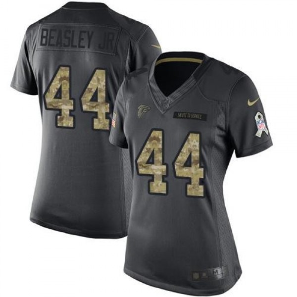 Women's Falcons #44 Vic Beasley Jr Black Stitched NFL Limited 2016 Salute to Service Jersey