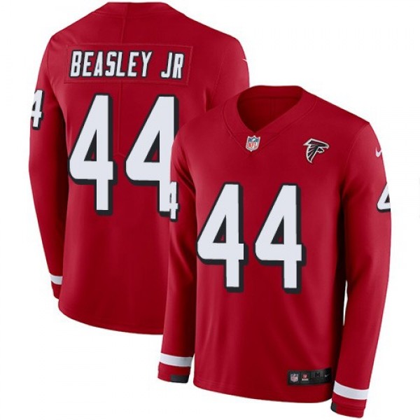Nike Falcons #44 Vic Beasley Jr Red Team Color Men's Stitched NFL Limited Therma Long Sleeve Jersey