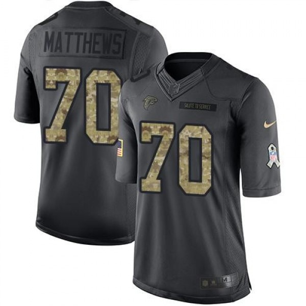 Nike Falcons #70 Jake Matthews Black Men's Stitched NFL Limited 2016 Salute To Service Jersey