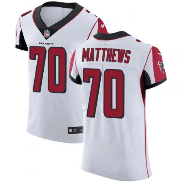 Nike Falcons #70 Jake Matthews White Men's Stitched NFL Vapor Untouchable Elite Jersey
