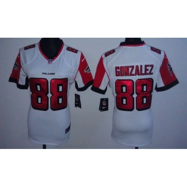 Women's Falcons #88 Tony Gonzalez White Stitched NFL Elite Jersey