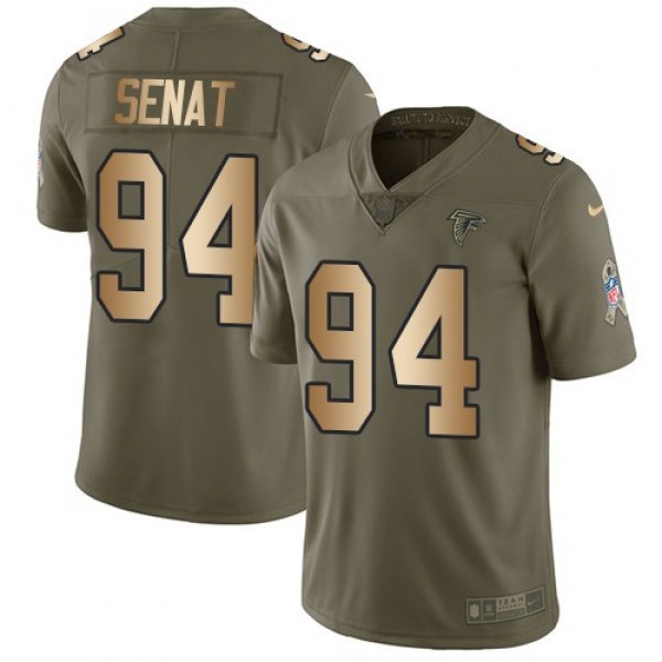 Nike Falcons #94 Deadrin Senat Olive/Gold Men's Stitched NFL Limited 2017 Salute To Service Jersey