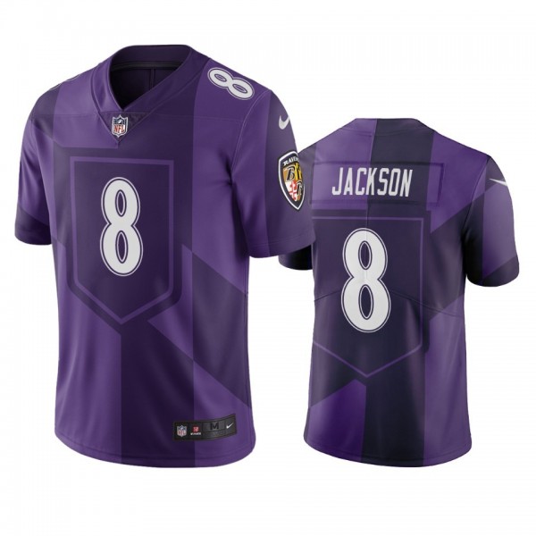 Baltimore Ravens #8 Lamar Jackson Purple Vapor Limited City Edition NFL Jersey