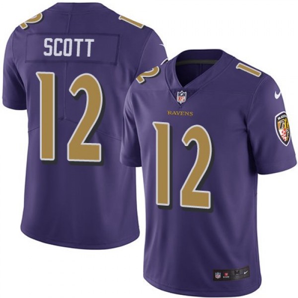 Nike Ravens #12 Jaleel Scott Purple Men's Stitched NFL Limited Rush Jersey