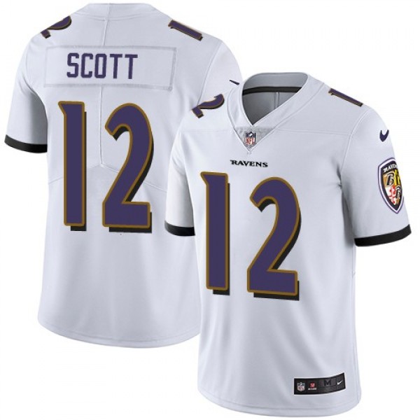 Nike Ravens #12 Jaleel Scott White Men's Stitched NFL Vapor Untouchable Limited Jersey