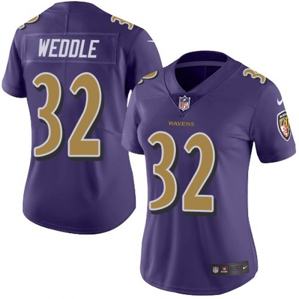 Women's Ravens #32 Eric Weddle Purple Stitched NFL Limited Rush Jersey
