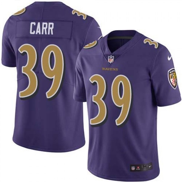 Nike Ravens #39 Brandon Carr Purple Men's Stitched NFL Limited Rush Jersey