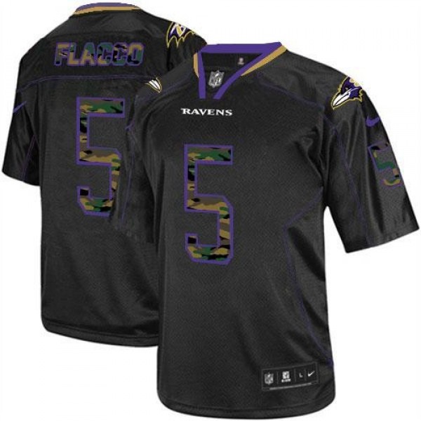 Nike Ravens #5 Joe Flacco Black Men's Stitched NFL Elite Camo Fashion Jersey