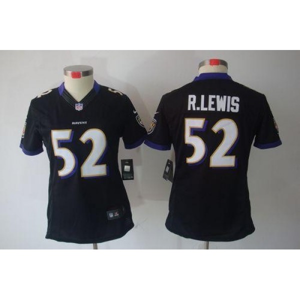 Women's Ravens #52 Ray Lewis Black Alternate Stitched NFL Limited Jersey