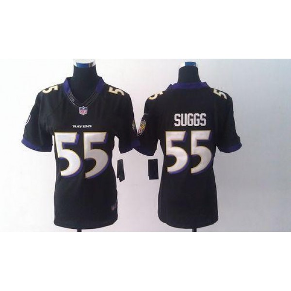 Women's Ravens #55 Terrell Suggs Black Alternate Stitched NFL Limited Jersey