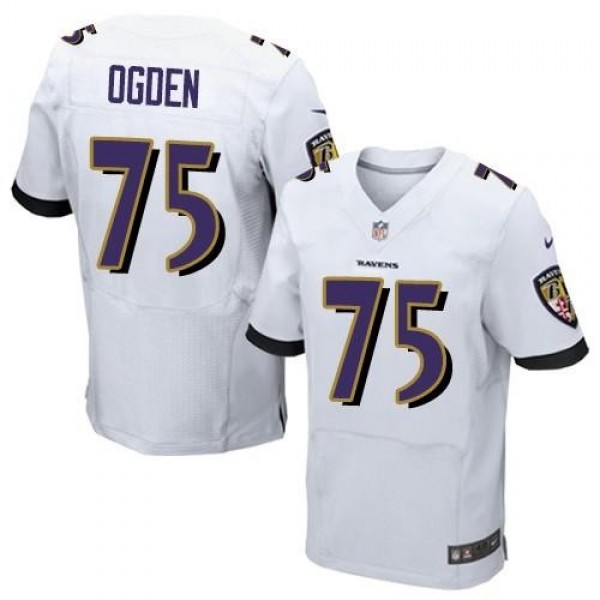 Nike Ravens #75 Jonathan Ogden White Men's Stitched NFL New Elite Jersey