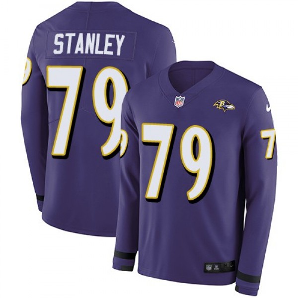 Nike Ravens #79 Ronnie Stanley Purple Team Color Men's Stitched NFL Limited Therma Long Sleeve Jersey