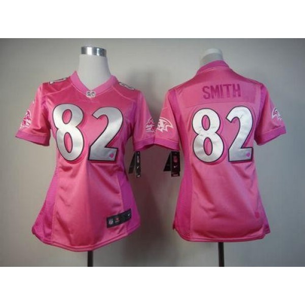 Women's Ravens #82 Torrey Smith Pink Be Luv'd Stitched NFL Elite Jersey